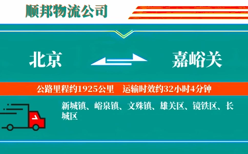 北京到嘉峪关物流公司