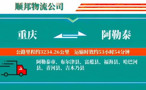 重庆到阿勒泰物流公司