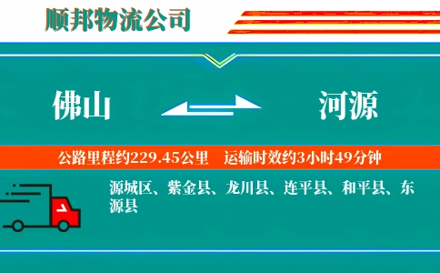 佛山到河源物流公司