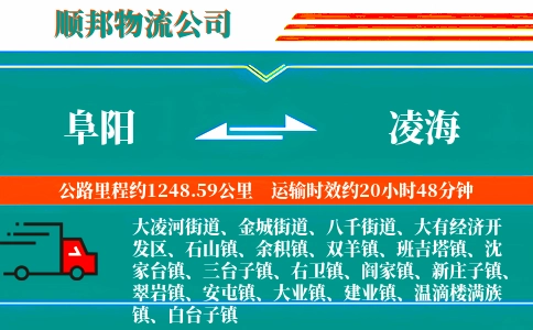 阜阳到凌海物流公司