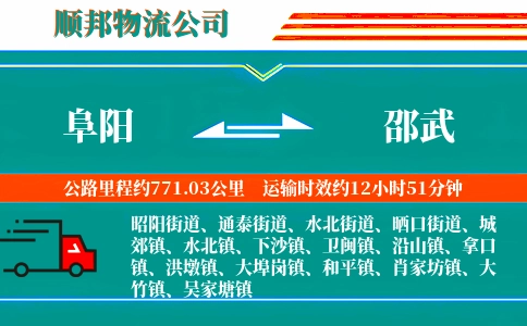 阜阳到邵武物流公司