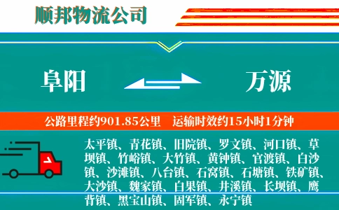 阜阳到万源物流公司