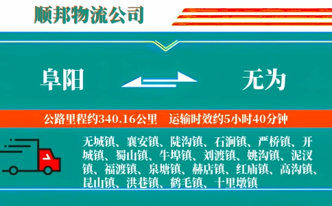 阜阳到无为物流公司
