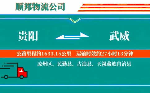 贵阳到武威物流公司