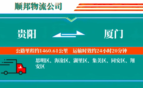 贵阳到厦门物流公司