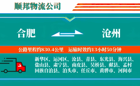 合肥到沧州物流公司