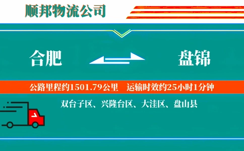 合肥到盘锦物流公司