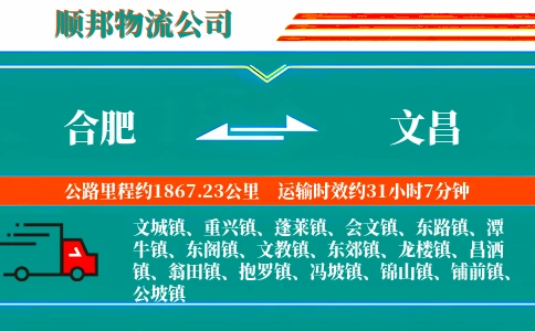 合肥到文昌物流公司