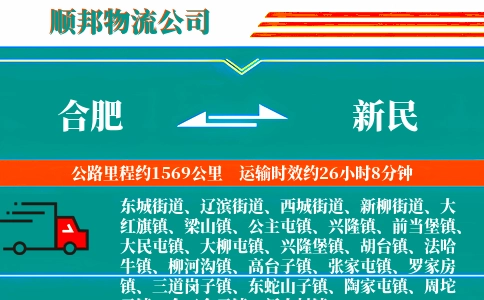 合肥到新民物流公司