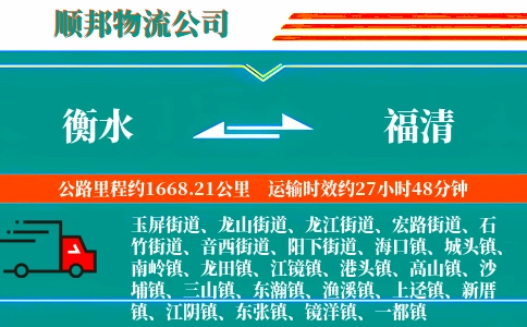 衡水到福清物流公司