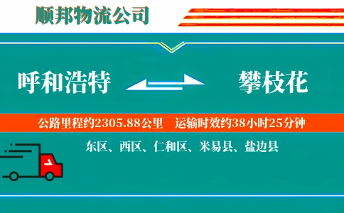 呼和浩特到攀枝花物流公司