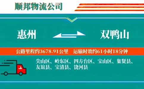 惠州到双鸭山物流公司