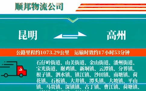 昆明到高州物流公司