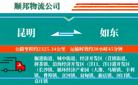 昆明到如东物流公司