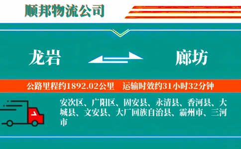 龙岩到廊坊物流公司