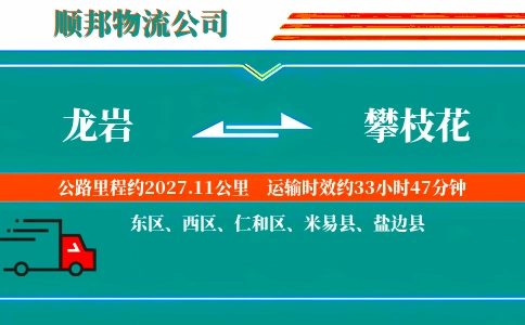 龙岩到攀枝花物流公司