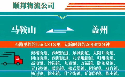 马鞍山到盖州物流公司