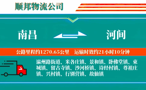 南昌到河间物流公司
