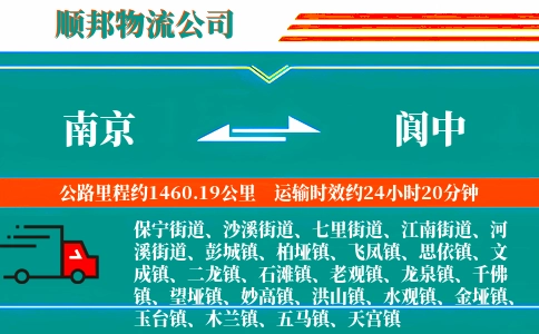 南京到阆中物流公司