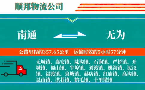 南通到无为物流公司