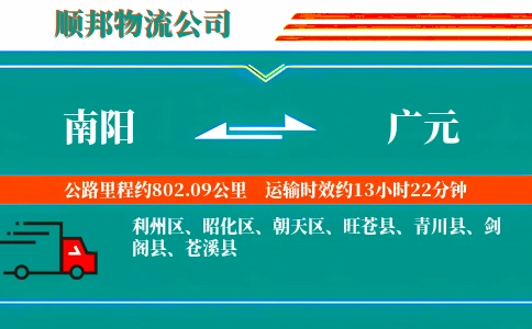 南阳到广元物流公司