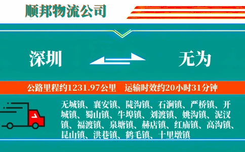 深圳到无为物流公司