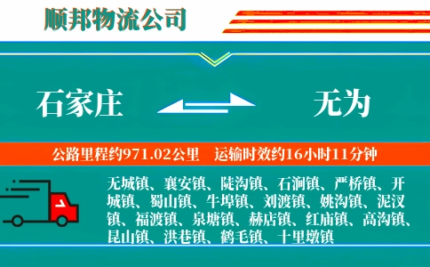 石家庄到无为物流公司