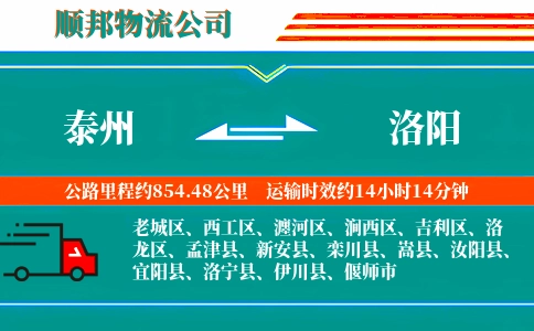 泰州到洛阳物流公司