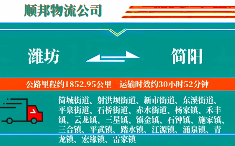 潍坊到简阳物流公司