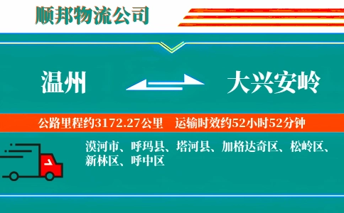 温州到大兴安岭物流公司