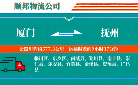 厦门到抚州物流公司