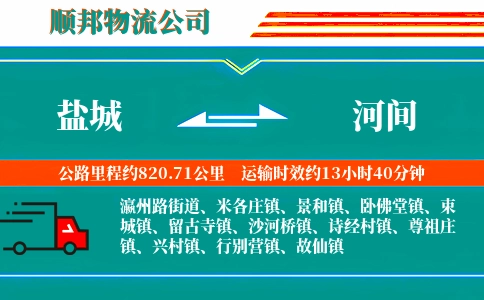 盐城到河间物流公司