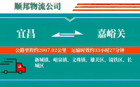 宜昌到嘉峪关物流公司